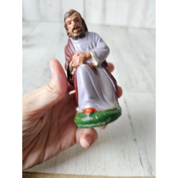 Vintage Germany Shepherd Joseph paper mache religious statue figuring Xmas - Picture 6 of 8